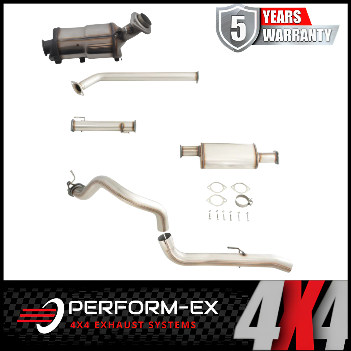 PERFORM-EX 3" STAINLESS STEEL TURBO BACK EXHAUST SYSTEM WITH DPF DUMMY FITS TOYOTA PRADO GUN156R 2.8L 4CYL 8/2015-10/2023 - MUFFLER