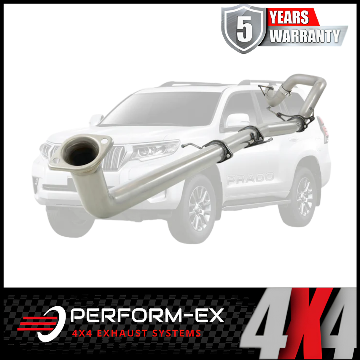 PERFORM-EX 3" STAINLESS STEEL DPF BACK EXHAUST SYSTEM FITS TOYOTA PRADO GUN156R 2.8L 4CYL 8/2015-10/201023 - PIPE ONLY