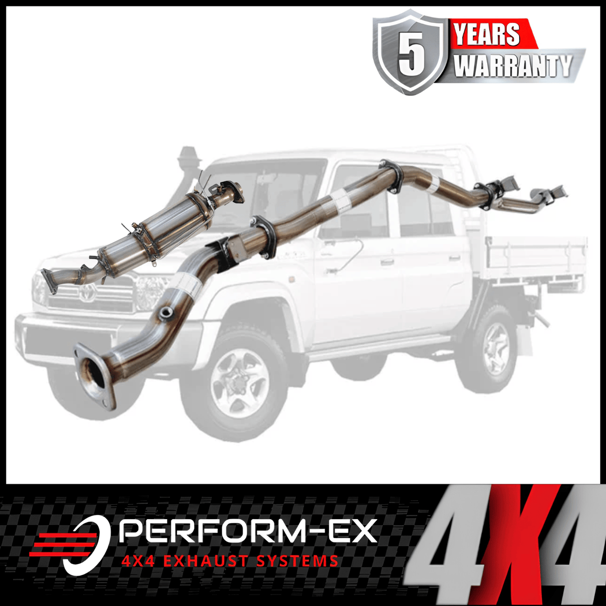 PERFORM-EX 3" STAINLESS STEEL TURBO BACK EXHAUST SYSTEM WITH DPF DUMMY FITS TOYOTA LANDCRUISER VDJ79R 4.5L V8 2016-2025