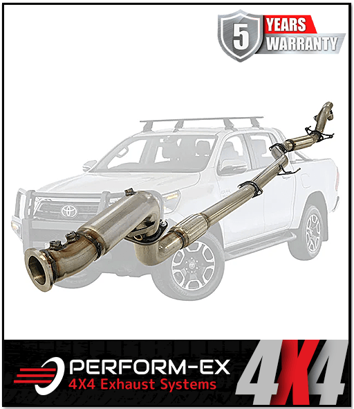 PERFORM-EX 3" TURBO BACK STAINLESS STEEL EXHAUST SYSTEM (DPF DELETE) FITS TOYOTA HILUX GUN126R 2.8L 4CYL 2015-ON