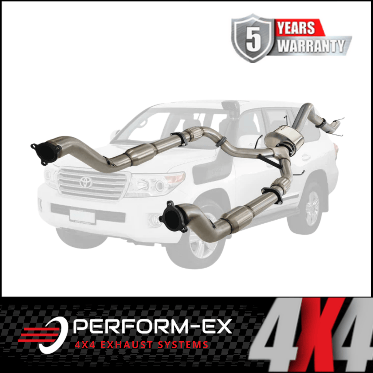 PERFORM-EX 3" TWIN INTO SINGLE 4" TURBO BACK EXHAUST SYSTEM FITS TOYOTA LANDCRUISER VDJ200R 2007-2015