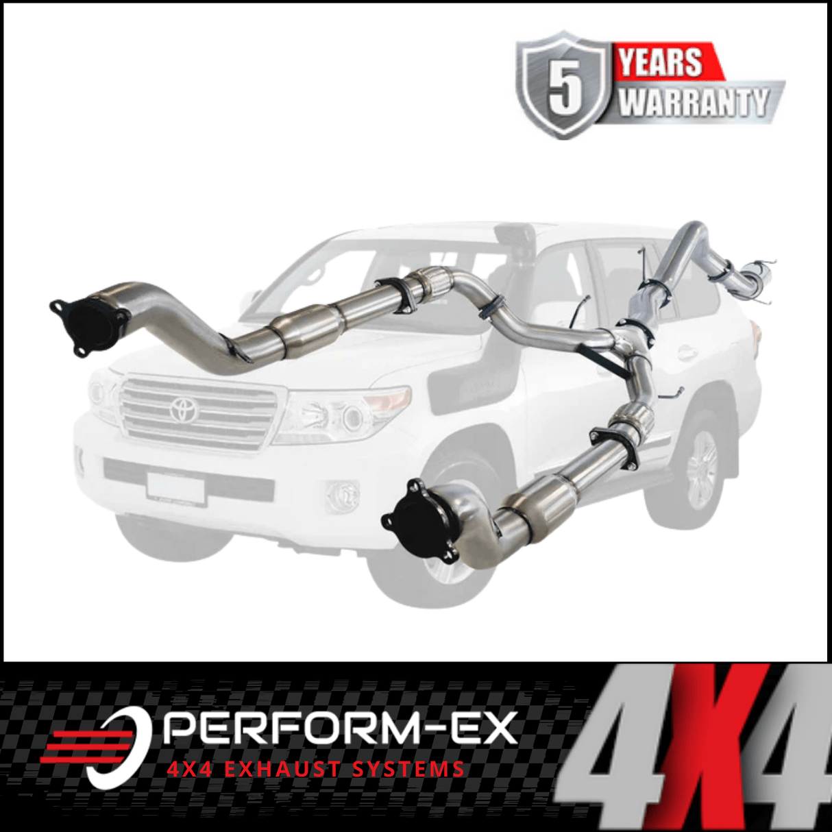PERFORM-EX 3" TWIN INTO SINGLE 4" TURBO BACK EXHAUST SYSTEM FITS TOYOTA LANDCRUISER VDJ200R 2007-2015