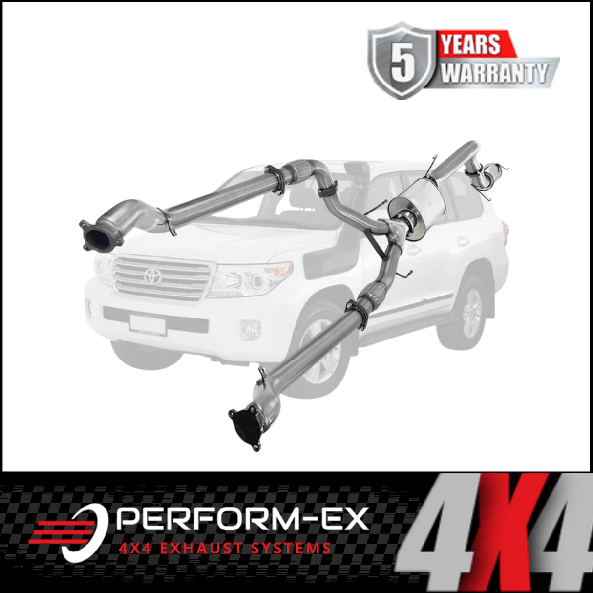 PERFORM-EX 3" TWIN INTO SINGLE 4" TURBO BACK EXHAUST SYSTEM FITS TOYOTA LANDCRUISER VDJ200R 2007-2015