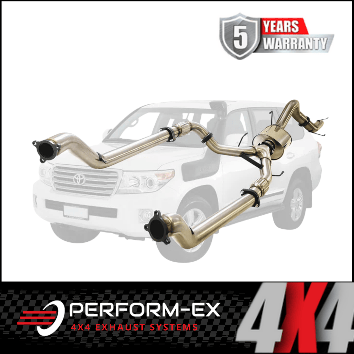 PERFORM-EX 3" TWIN INTO SINGLE 4" TURBO BACK EXHAUST SYSTEM FITS TOYOTA LANDCRUISER VDJ200R 2007-2015