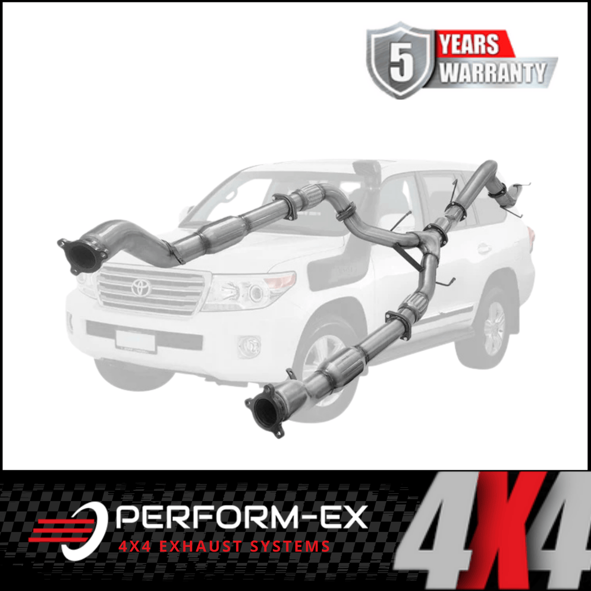 PERFORM-EX 3" TWIN INTO SINGLE 4" TURBO BACK EXHAUST SYSTEM FITS TOYOTA LANDCRUISER VDJ200R 2007-2015