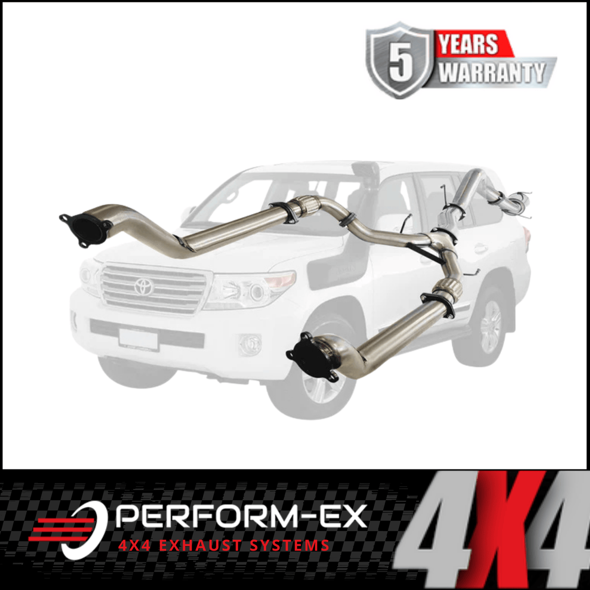 PERFORM-EX 3" TWIN INTO SINGLE 4" TURBO BACK EXHAUST SYSTEM FITS TOYOTA LANDCRUISER VDJ200R 2007-2015