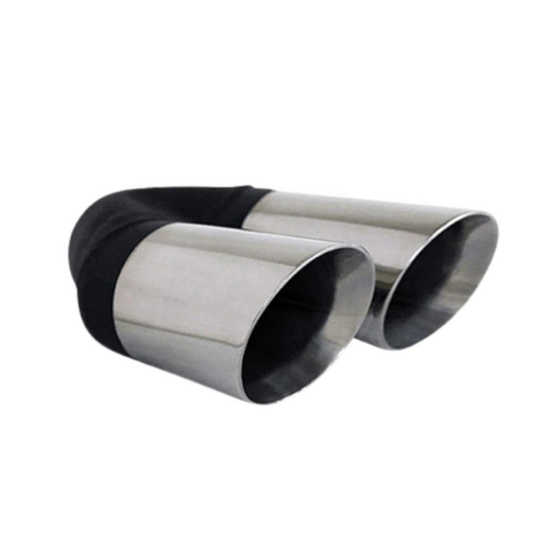 ANGLE CUT INNER CONE STAINLESS STEEL EXHAUST TIP - 2.5" INLET - TWIN 3" OUTLET (LHS)