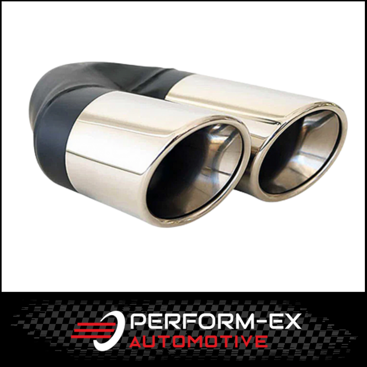 ANGLE CUT ROLLED INNER CONE STAINLESS STEEL EXHAUST TIP - 2.5" INLET - TWIN 3" OUTLET (RHS)