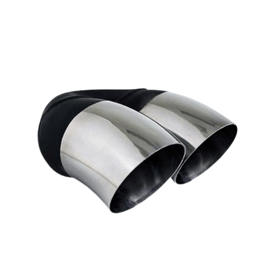 DUMP PIPE STAINLESS STEEL EXHAUST TIP - 2.5" INLET - TWIN 2.5" OUTLET (9" LONG)
