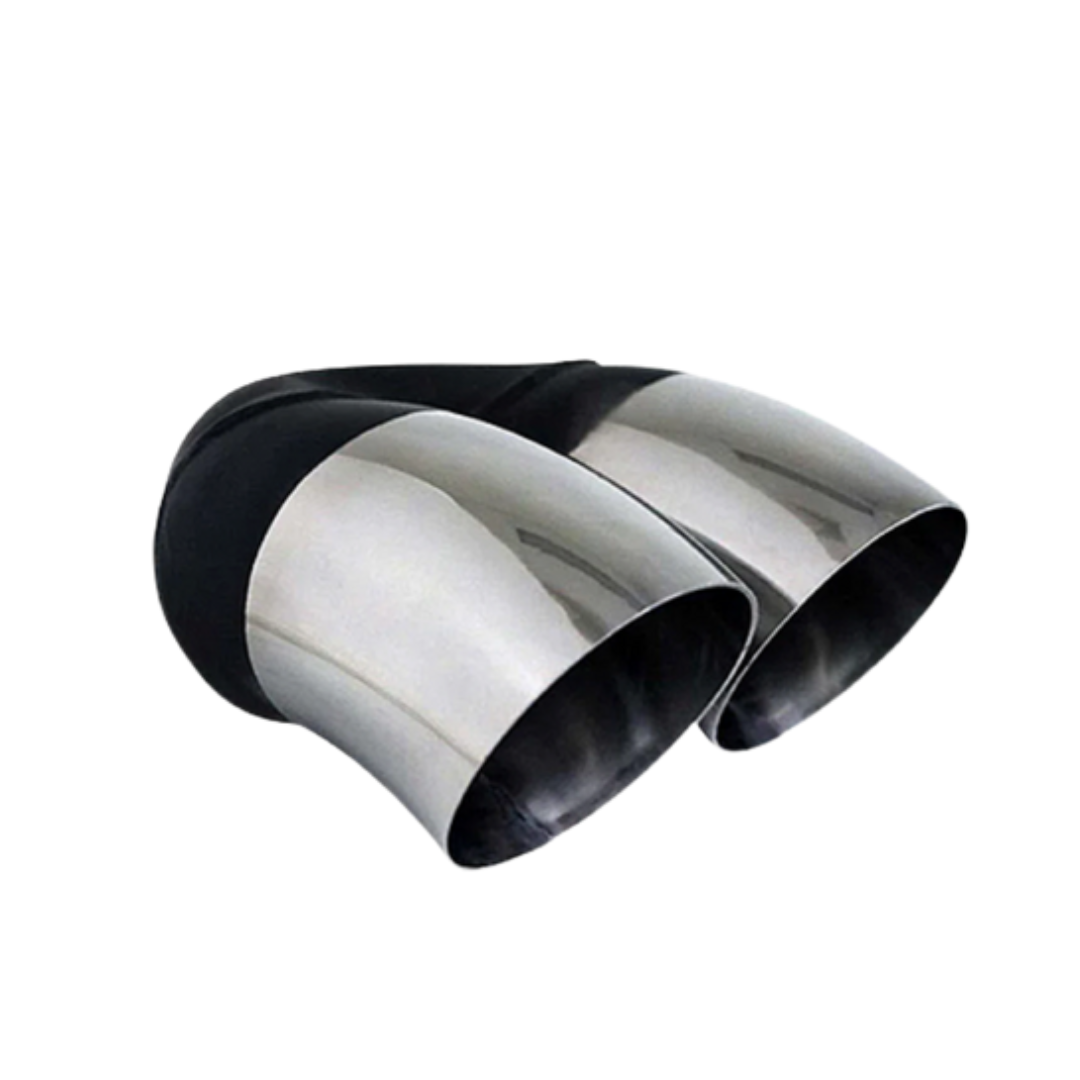 DUMP PIPE STAINLESS STEEL EXHAUST TIP - 2.5" INLET - TWIN 2.5" OUTLET (9" LONG)