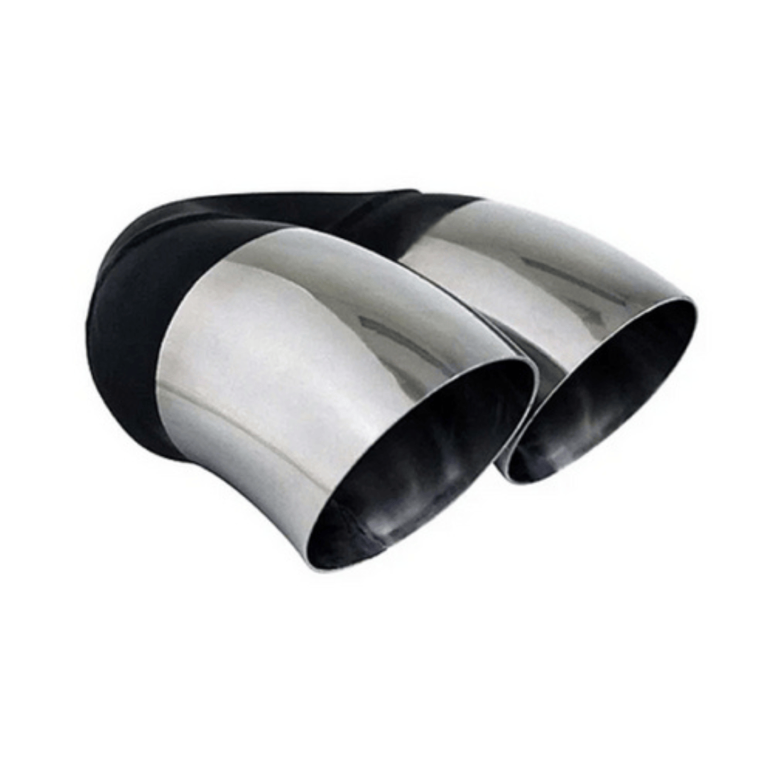 DUMP PIPE STAINLESS STEEL EXHAUST TIP - 2.25" INLET - TWIN 2.5" OUTLET (9" LONG)
