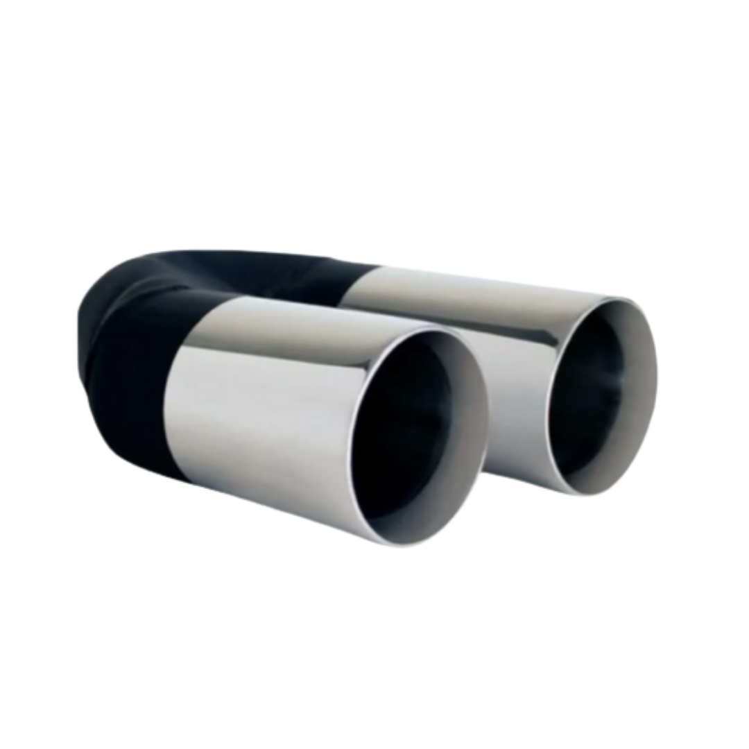 STRAIGHT CUT INNER CONE STAINLESS STEEL STEPPED EXHAUST TIP - 2.25" INLET - TWIN 3" OUTLET (9" LONG)