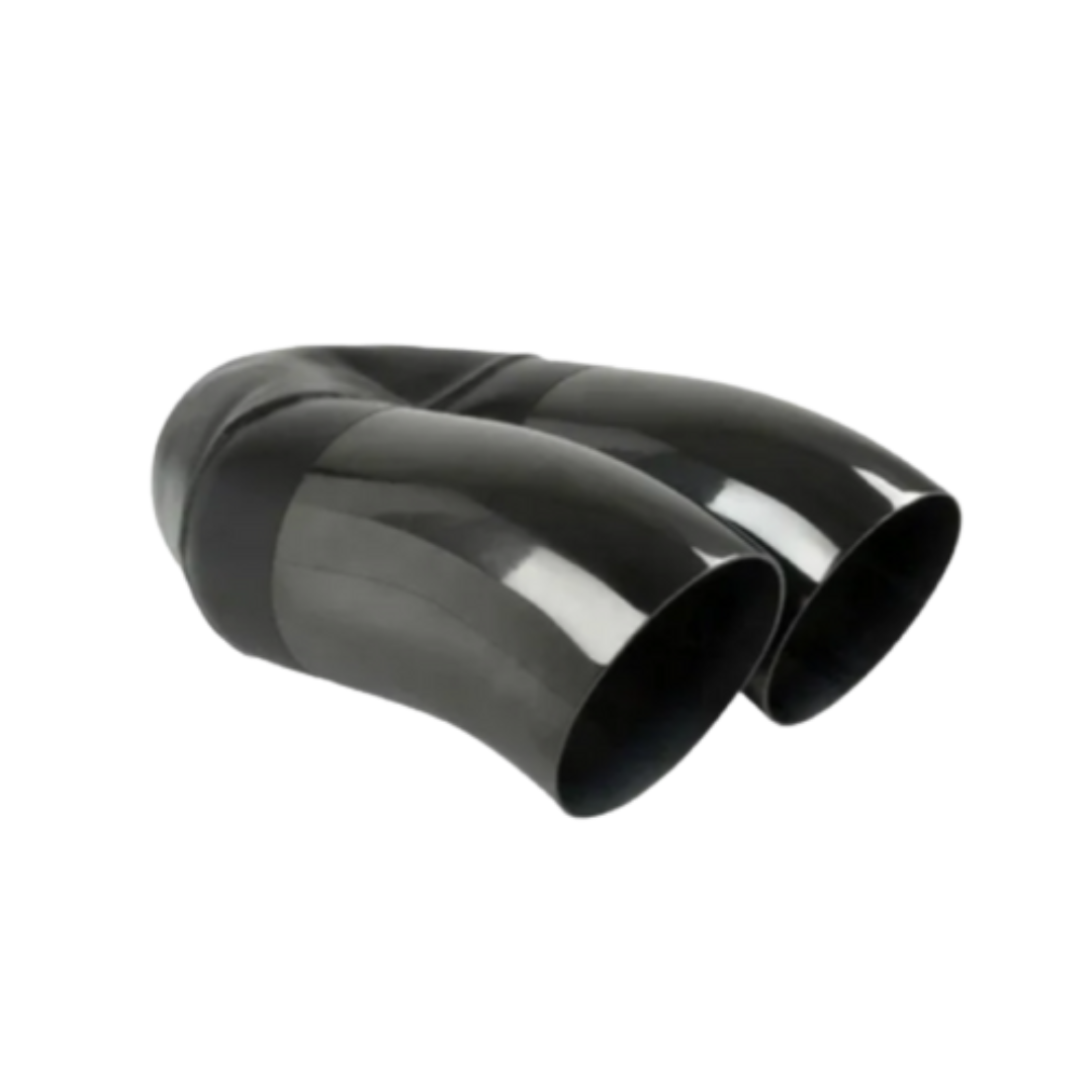 DUMP PIPE BLACK CHROME EXHAUST TIP - 2.25" INLET - TWIN 3" OUTLET (9" LONG)