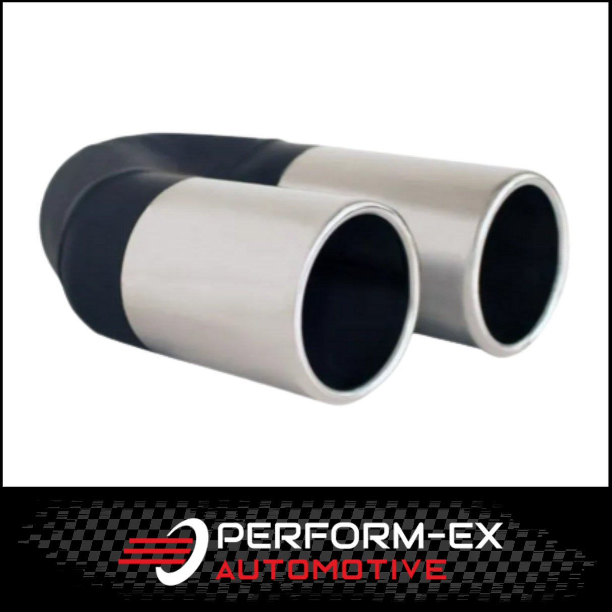 ROLLED IN STEPPED STAINLESS STEEL EXHAUST TIP - 2.25" INLET - TWIN 3" OUTLET (9" LONG)