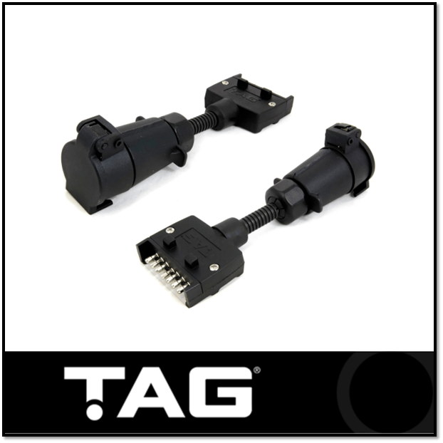 TAG PULSE TRAILER ADAPTER - 7 PIN FLAT PLUG TO 7 PIN LARGE ROUND SOCKET