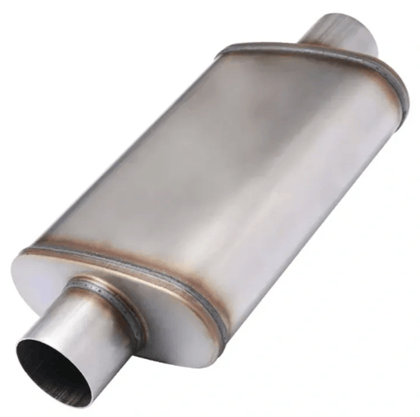 UNIVERSAL 409 STAINLESS STEEL MUFFLER 2.5" CENTRE/CENTRE - 8" X 5" X 14" LONG OVAL - MEGA FLOW (D726M-409)