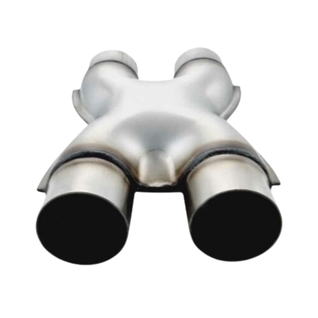 2.5" (63MM) - 409 STAINLESS STEEL EXHAUST X-PIPE (KISS CROSSOVER) PRESSED STYLE