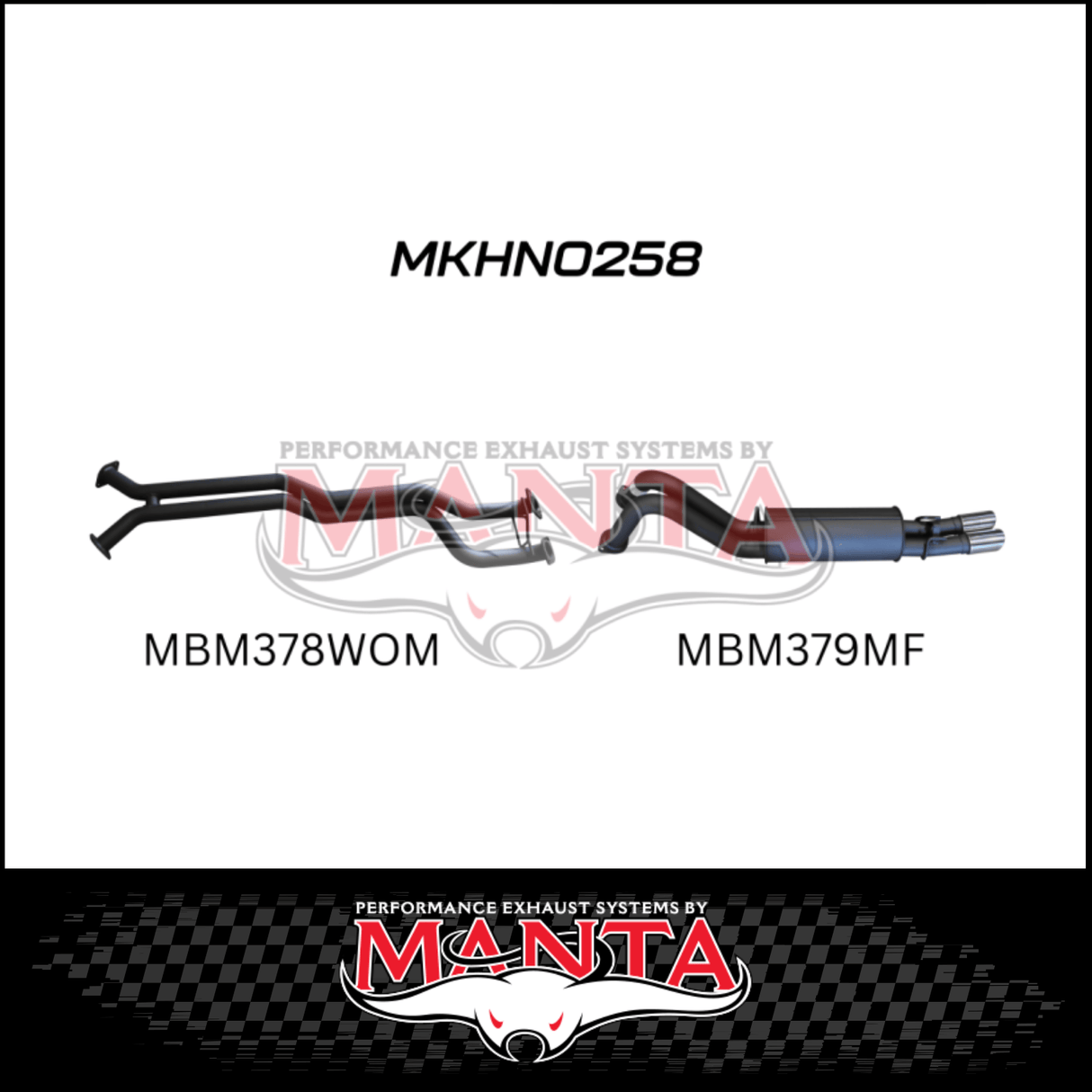 MANTA TWIN 2.5" CATBACK EXHAUST SYSTEM FITS HOLDEN CREWMAN VY VZ 5.7L V8 AWD 10/2003-1/2006 - PIPE ONLY/MUFFLER (MKHN0258)