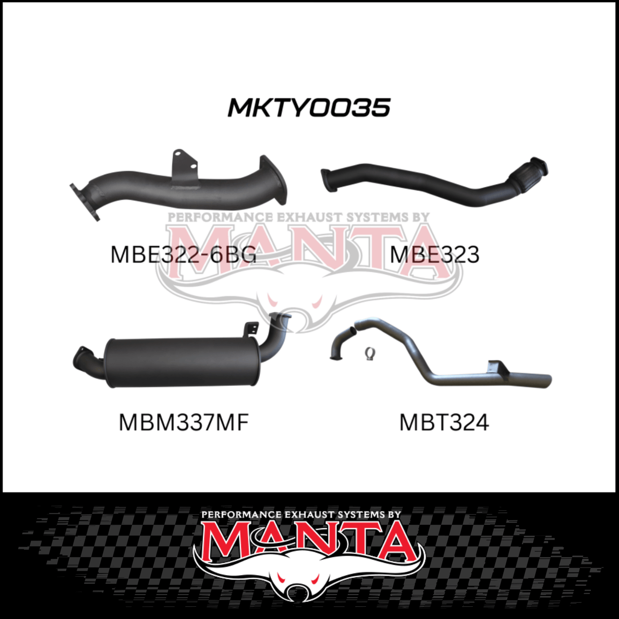 MANTA 3" TURBO BACK EXHAUST SYSTEM WITH MUFFLER FITS TOYOTA LANDCRUISER HZJ105R 4.2L 1HZ WITH 6 BOLT GARRETT TURBO 1998-2007 (MKTY0035)
