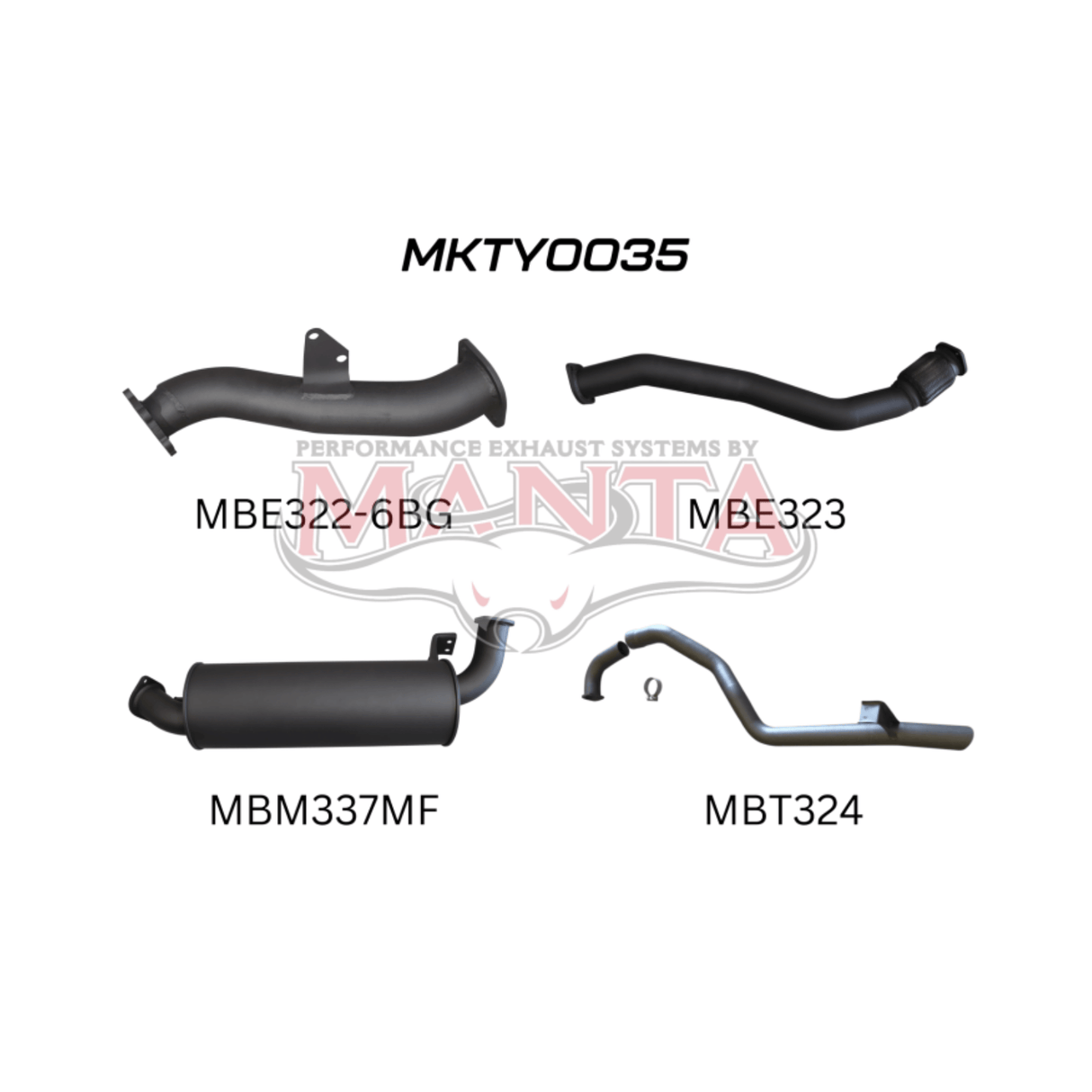MANTA 3" TURBO BACK EXHAUST SYSTEM WITH MUFFLER FITS TOYOTA LANDCRUISER HZJ105R 4.2L 1HZ WITH 6 BOLT GARRETT TURBO 1998-2007 (MKTY0035)