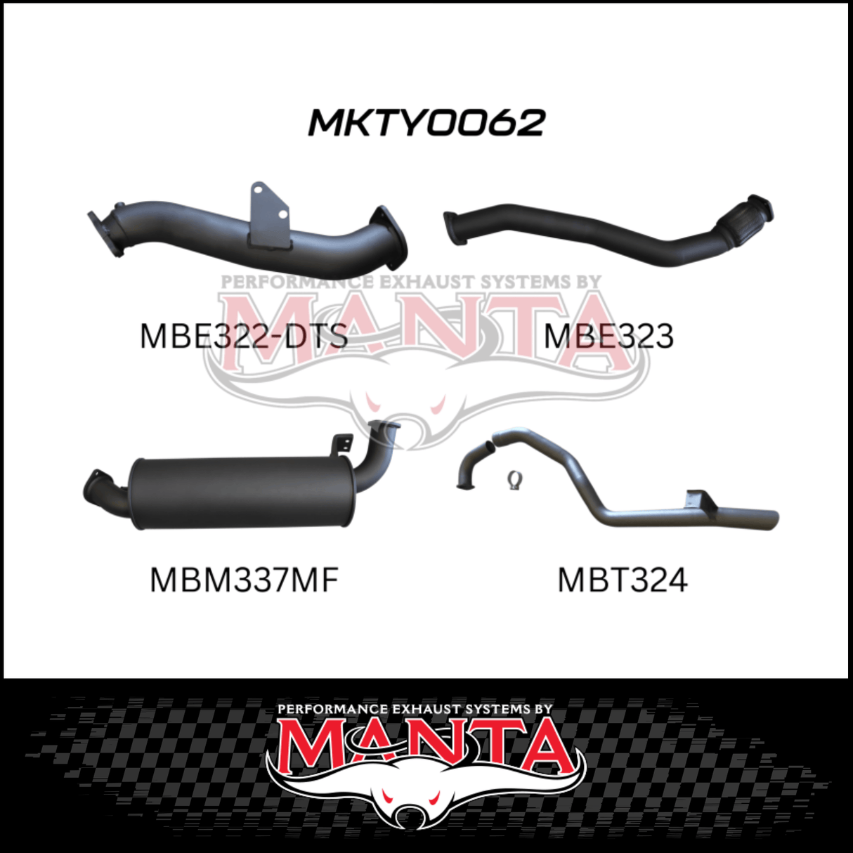 MANTA 3" TURBO BACK EXHAUST SYSTEM WITH MUFFLER FITS TOYOTA LANDCRUISER HZJ105R 4.2L 1HZ WITH DTS TURBO 1998-2007 (MKTY0062)