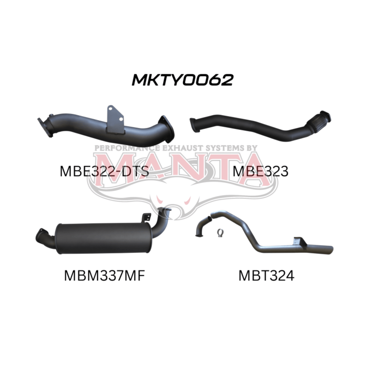 MANTA 3" TURBO BACK EXHAUST SYSTEM WITH MUFFLER FITS TOYOTA LANDCRUISER HZJ105R 4.2L 1HZ WITH DTS TURBO 1998-2007 (MKTY0062)