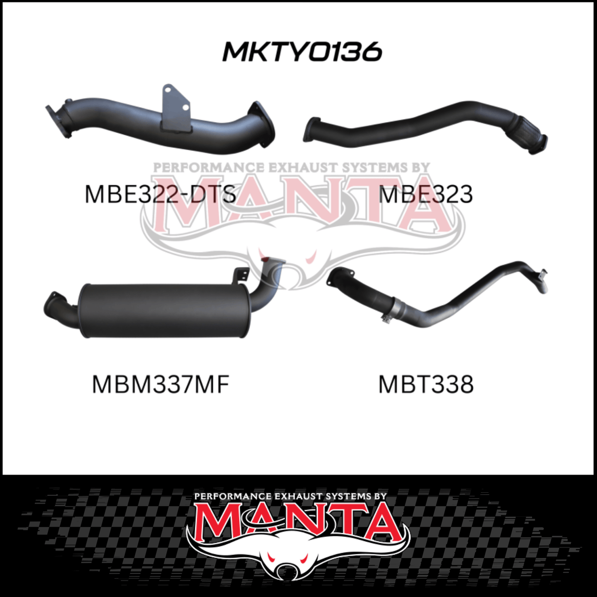 MANTA 3" TURBO BACK EXHAUST SYSTEM WITH MUFFLER FITS TOYOTA LANDCRUISER HZJ80R 4.2L 1HZ DIESEL WITH DTS TURBO 1990-1997 (MKTY0136)