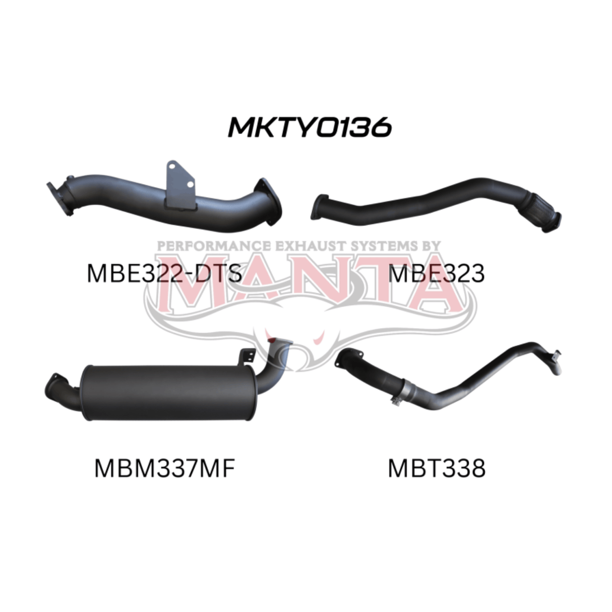 MANTA 3" TURBO BACK EXHAUST SYSTEM WITH MUFFLER FITS TOYOTA LANDCRUISER HZJ80R 4.2L 1HZ DIESEL WITH DTS TURBO 1990-1997 (MKTY0136)