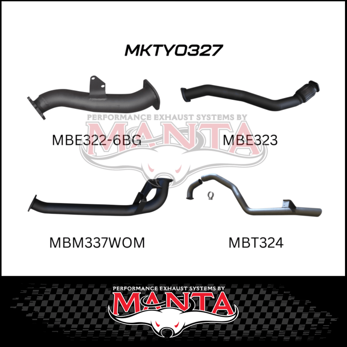 MANTA 3" TURBO BACK EXHAUST SYSTEM WITH PIPE ONLY FITS TOYOTA LANDCRUISER HZJ105R 4.2L 1HZ WITH 6 BOLT GARRETT TURBO 1998-2007 (MKTY0327)