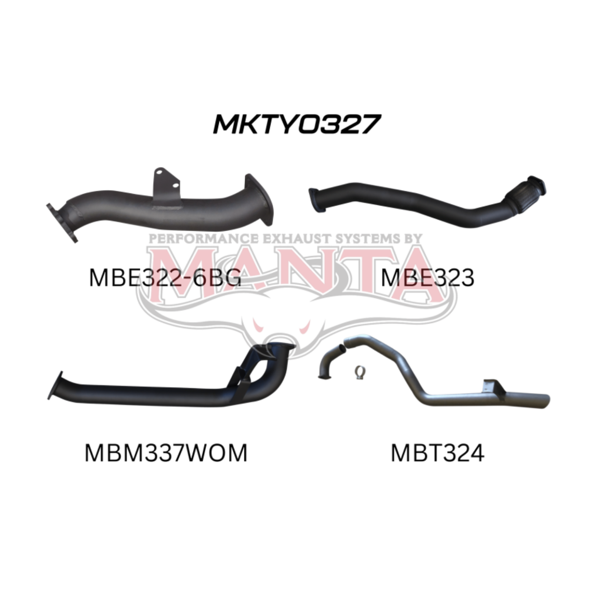 MANTA 3" STAINLESS STEEL TURBO BACK EXHAUST SYSTEM WITH PIPE ONLY FITS TOYOTA LANDCRUISER HZJ105R 4.2L 1HZ WITH 6 BOLT GARRETT TURBO 1998-2007 (SSMKTY0327)