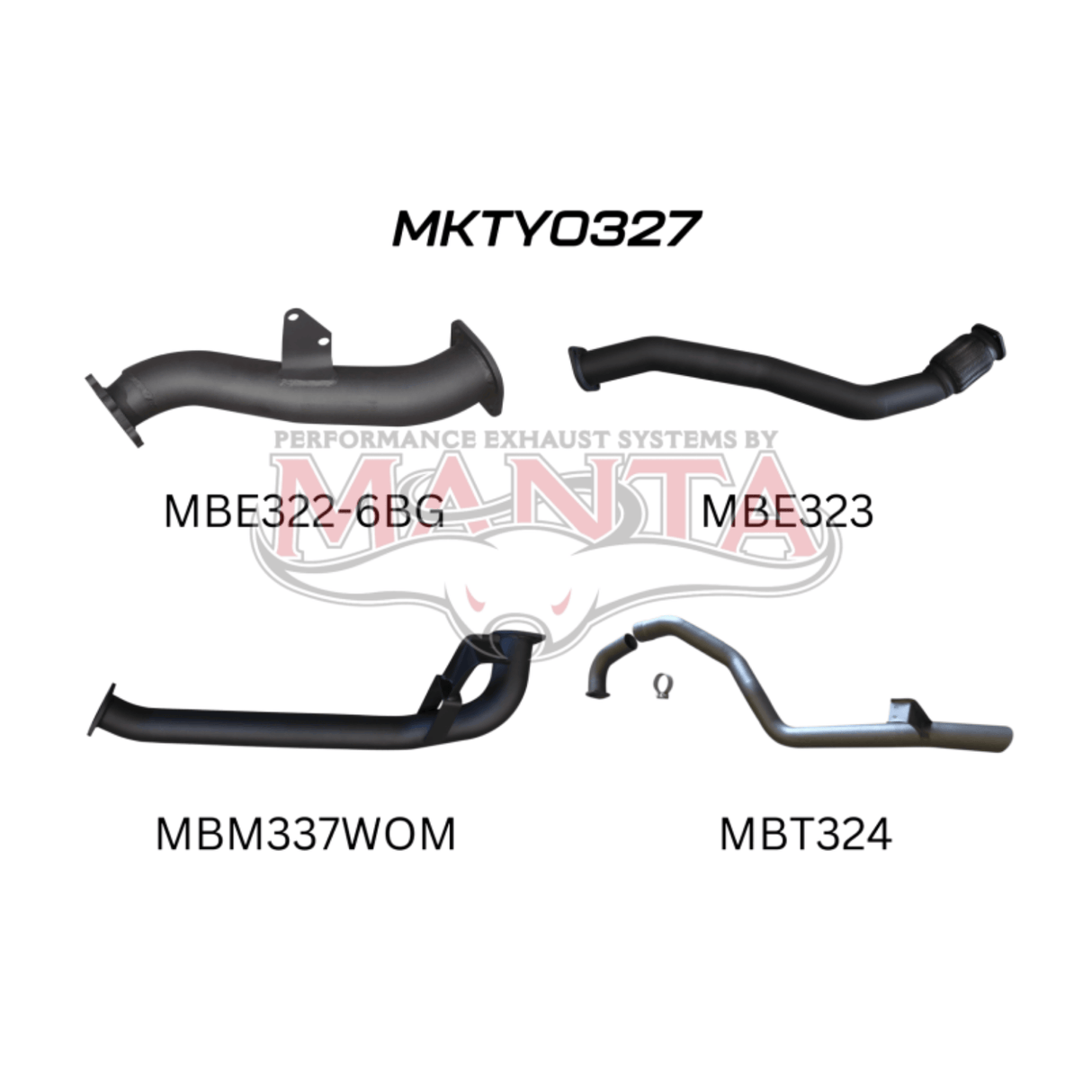 MANTA 3" TURBO BACK EXHAUST SYSTEM WITH PIPE ONLY FITS TOYOTA LANDCRUISER HZJ105R 4.2L 1HZ WITH 6 BOLT GARRETT TURBO 1998-2007 (MKTY0327)