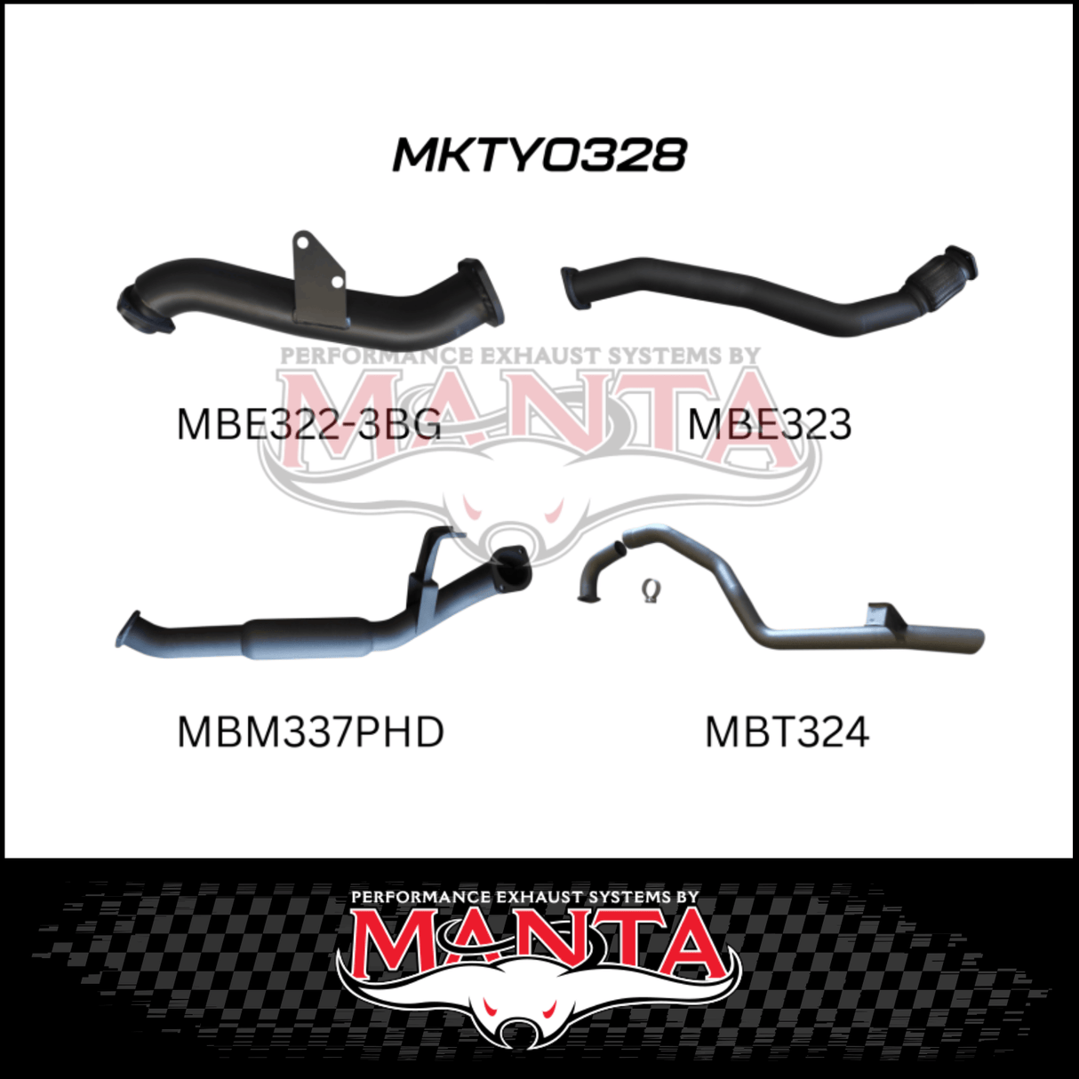 MANTA 3" TURBO BACK EXHAUST SYSTEM WITH HOTDOG FITS TOYOTA LANDCRUISER HZJ105R 4.2L 1HZ WITH 3 BOLT GARRETT TURBO 1998-2007 (MKTY0328)