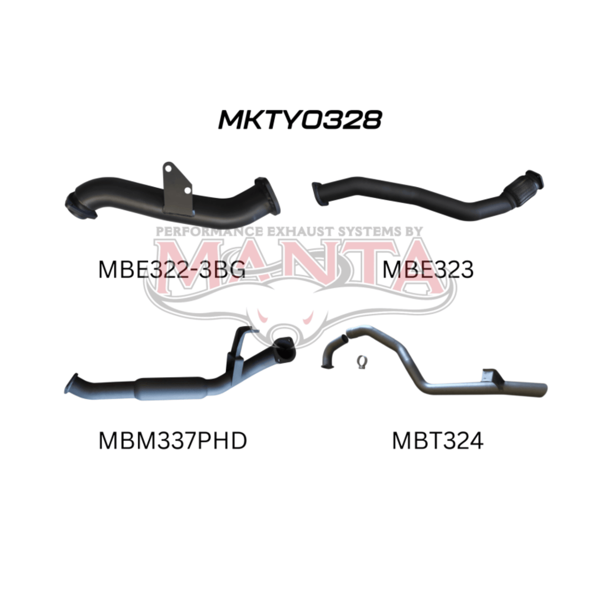 MANTA 3" TURBO BACK EXHAUST SYSTEM WITH HOTDOG FITS TOYOTA LANDCRUISER HZJ105R 4.2L 1HZ WITH 3 BOLT GARRETT TURBO 1998-2007 (MKTY0328)