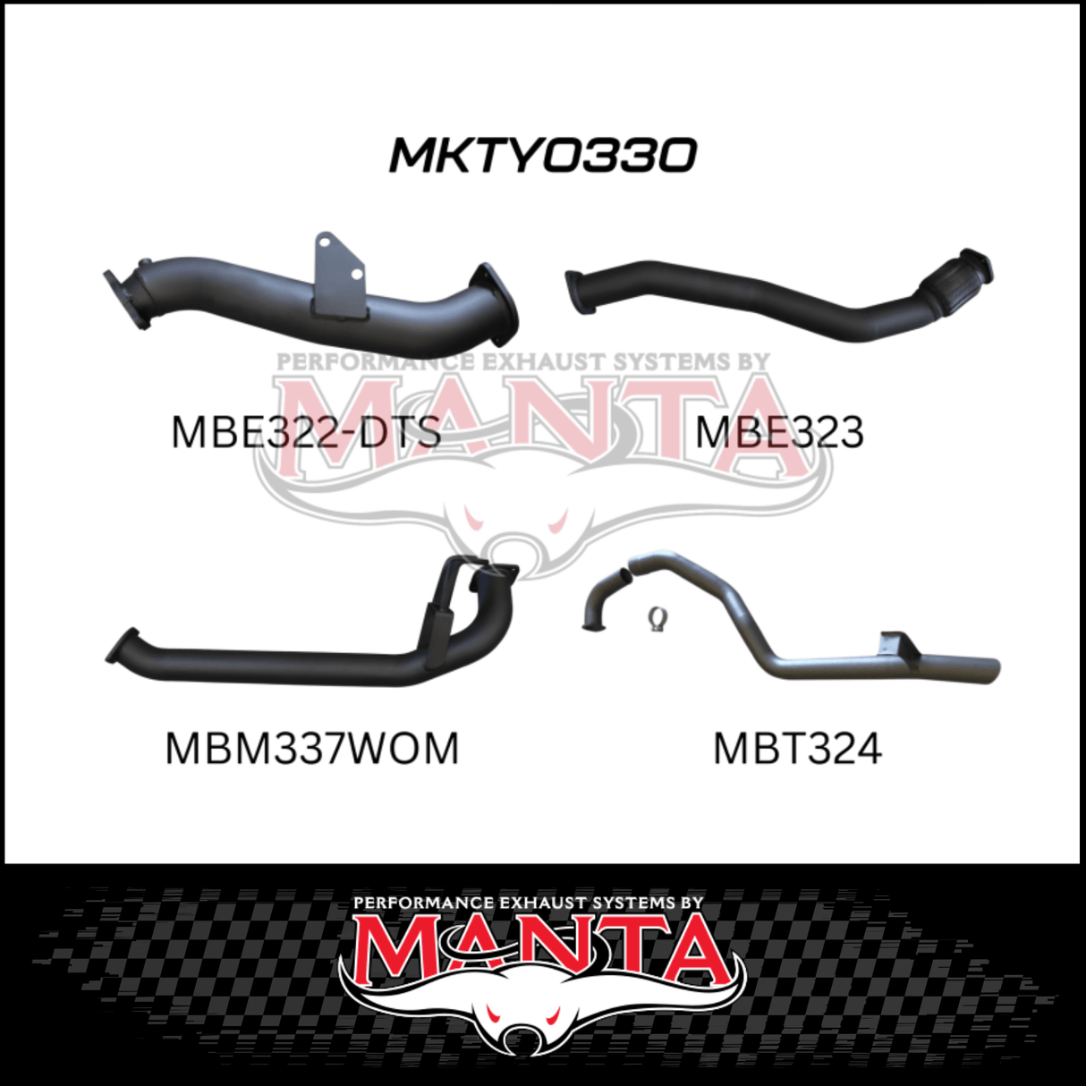 MANTA 3" TURBO BACK EXHAUST SYSTEM WITH PIPE ONLY FITS TOYOTA LANDCRUISER HZJ105R 4.2L 1HZ WITH DTS TURBO 1998-2007 (MKTY0330)