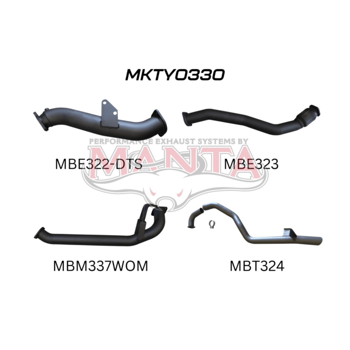 MANTA 3" TURBO BACK EXHAUST SYSTEM WITH PIPE ONLY FITS TOYOTA LANDCRUISER HZJ105R 4.2L 1HZ WITH DTS TURBO 1998-2007 (MKTY0330)