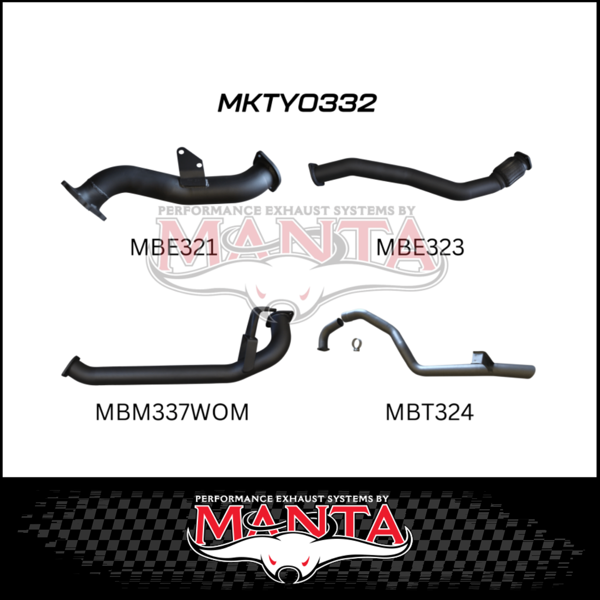 MANTA 3" TURBO BACK EXHAUST SYSTEM WITH PIPE ONLY FITS TOYOTA LANDCRUISER HZJ105R 4.2L 1HZ WITH CT26 TURBO 1998-2007 (MKTY0332)