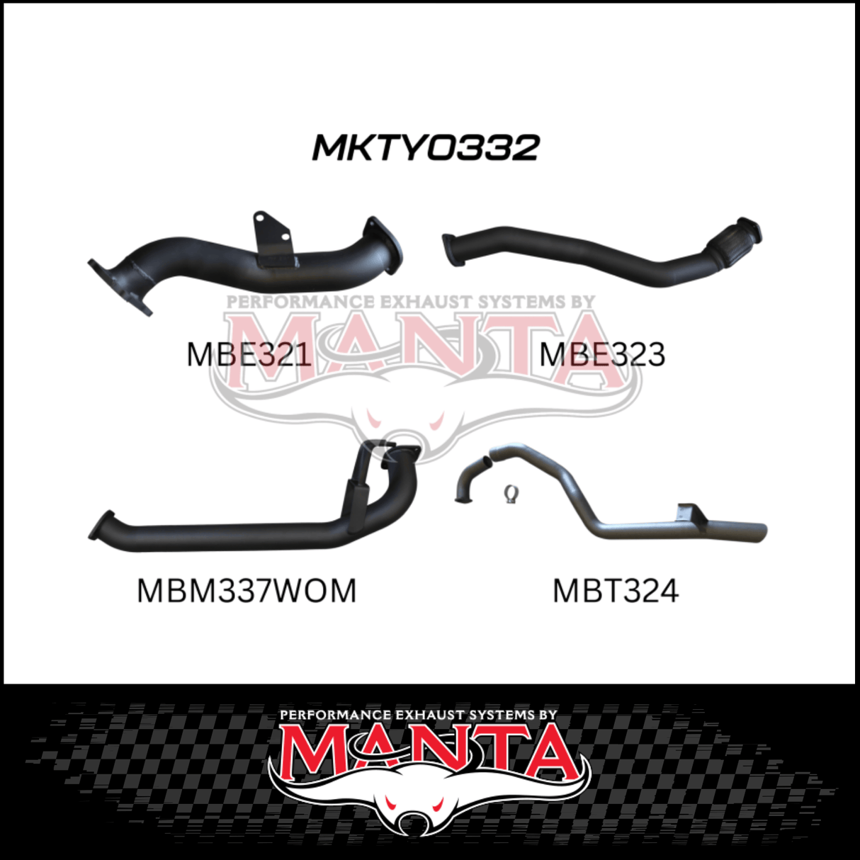 MANTA 3" TURBO BACK EXHAUST SYSTEM WITH PIPE ONLY FITS TOYOTA LANDCRUISER HZJ105R 4.2L 1HZ WITH CT26 TURBO 1998-2007 (MKTY0332)