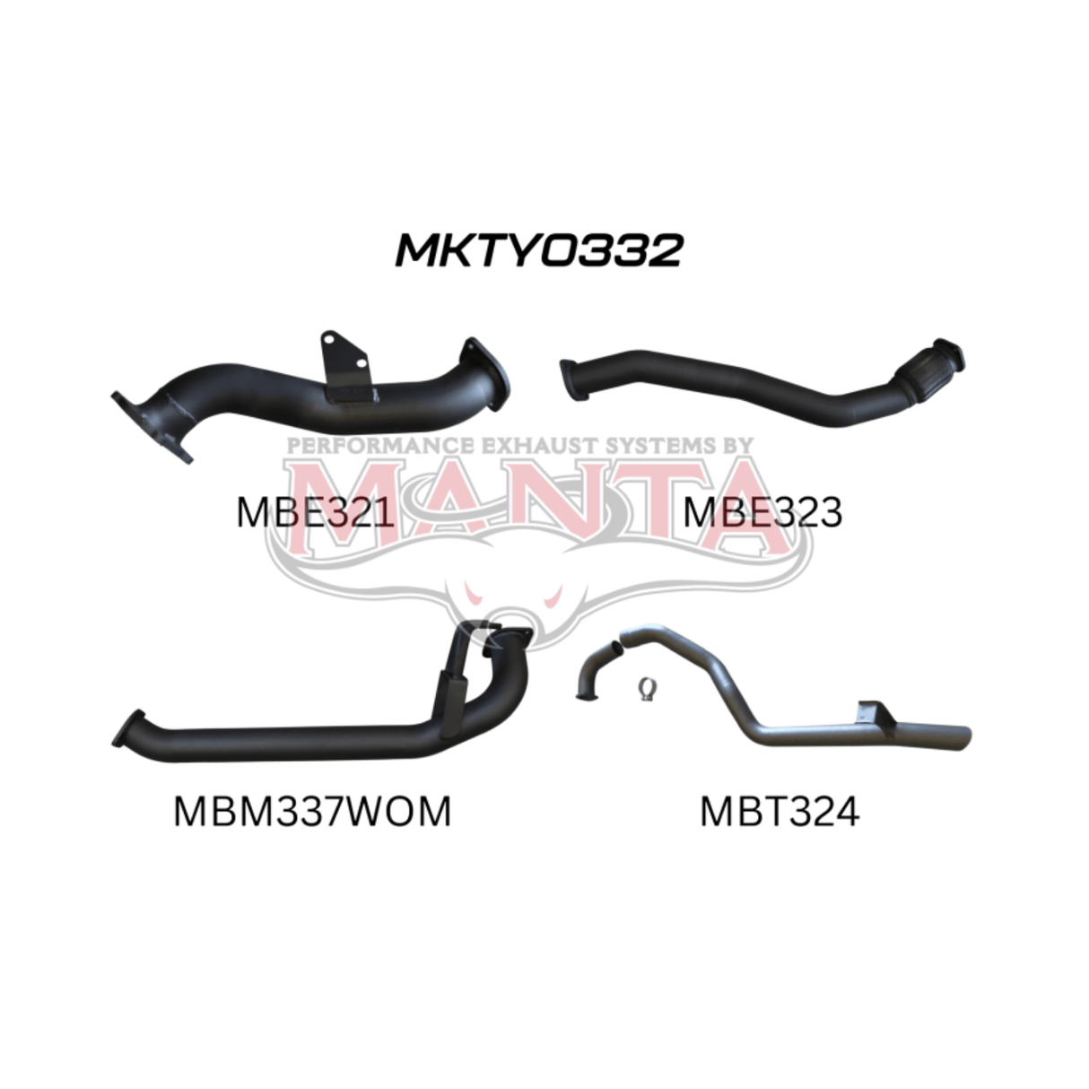 MANTA 3" TURBO BACK EXHAUST SYSTEM WITH PIPE ONLY FITS TOYOTA LANDCRUISER HZJ105R 4.2L 1HZ WITH CT26 TURBO 1998-2007 (MKTY0332)