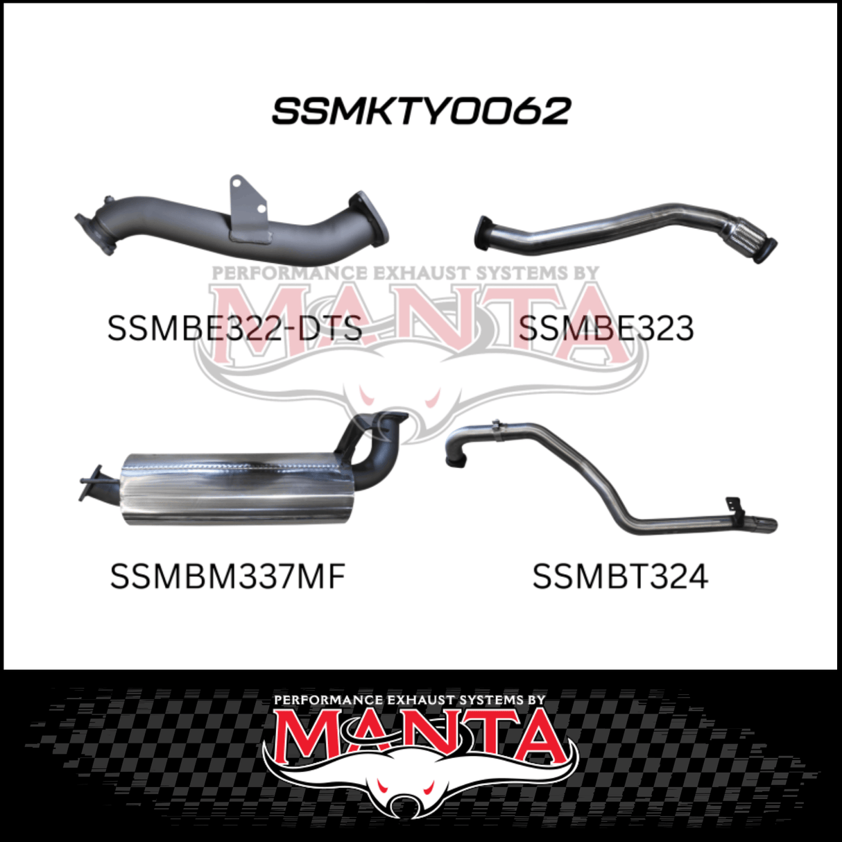 MANTA 3" STAINLESS STEEL TURBO BACK EXHAUST SYSTEM WITH MUFFLER FITS TOYOTA LANDCRUISER HZJ105R 4.2L 1HZ WITH DTS TURBO 1998-2007 (SSMKTY0062)