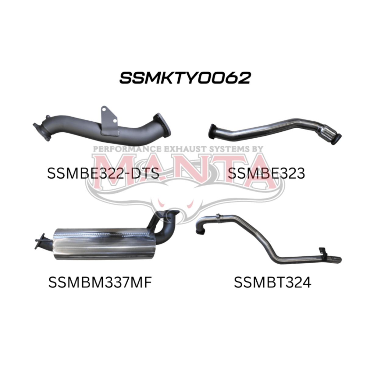 MANTA 3" STAINLESS STEEL TURBO BACK EXHAUST SYSTEM WITH MUFFLER FITS TOYOTA LANDCRUISER HZJ105R 4.2L 1HZ WITH DTS TURBO 1998-2007 (SSMKTY0062)