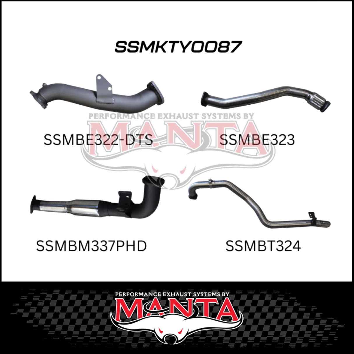 MANTA 3" STAINLESS STEEL TURBO BACK EXHAUST SYSTEM WITH HOTDOG FITS TOYOTA LANDCRUISER HZJ105R 4.2L 1HZ WITH DTS TURBO 1998-2007 (SSMKTY0087)