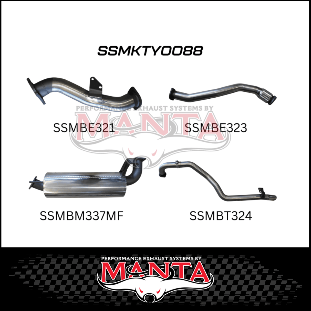 MANTA 3" STAINLESS STEEL TURBO BACK EXHAUST SYSTEM WITH MUFFLER FITS TOYOTA LANDCRUISER HZJ105R 4.2L 1HZ WITH CT26 TURBO 1998-2007 (SSMKTY0088)