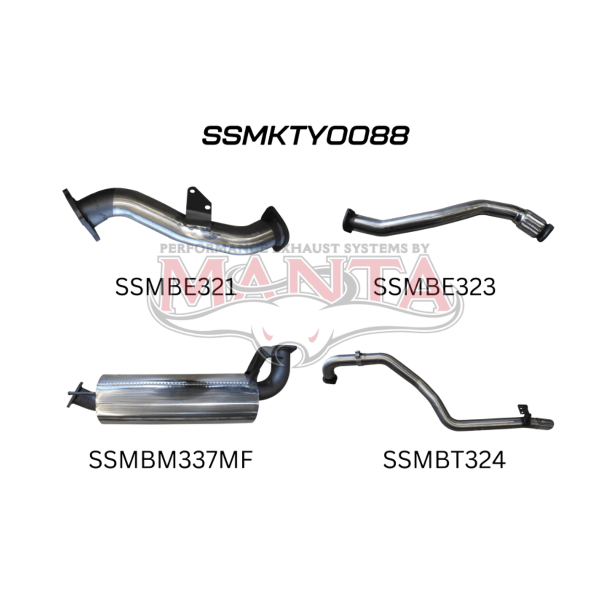 MANTA 3" STAINLESS STEEL TURBO BACK EXHAUST SYSTEM WITH MUFFLER FITS TOYOTA LANDCRUISER HZJ105R 4.2L 1HZ WITH CT26 TURBO 1998-2007 (SSMKTY0088)