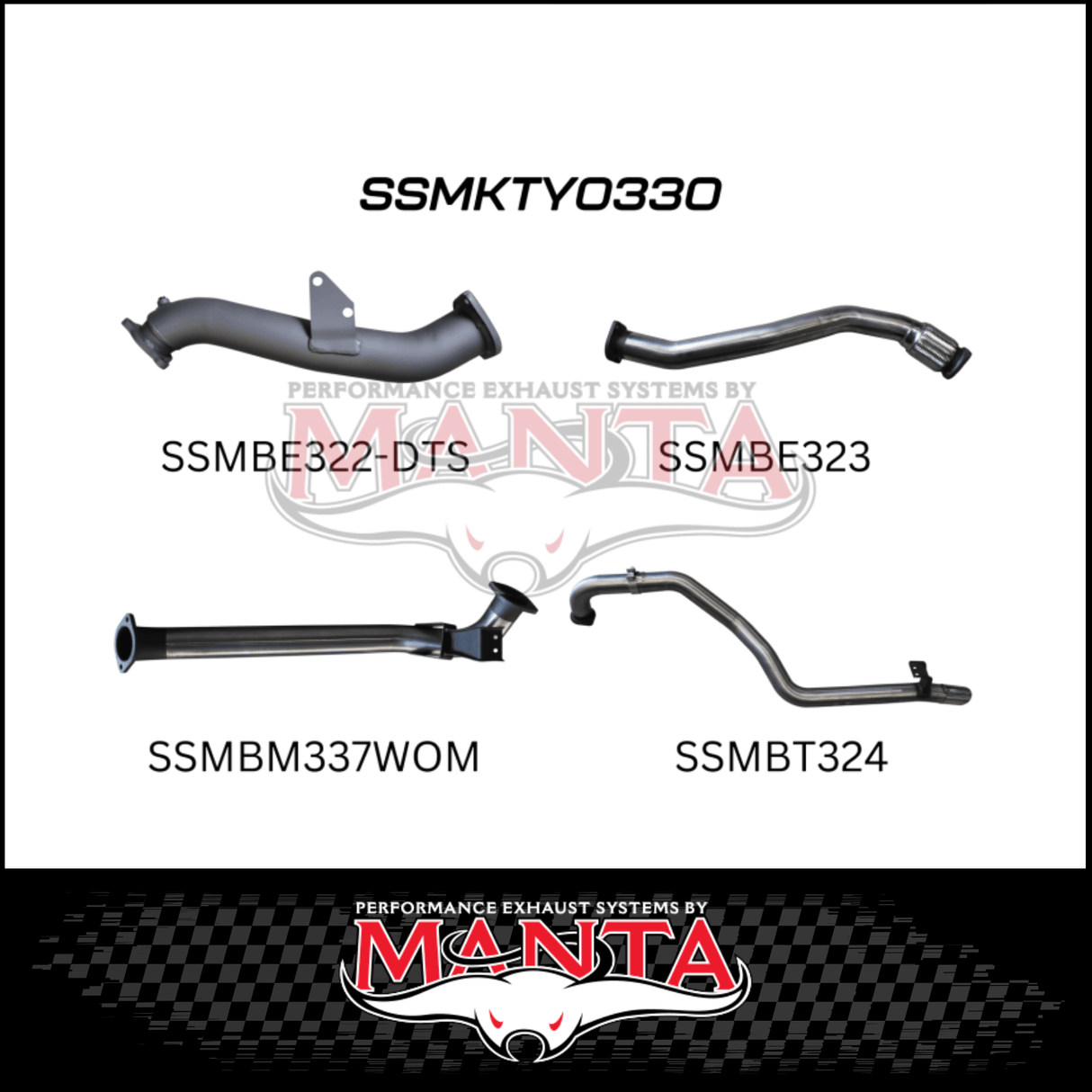 MANTA 3" STAINLESS STEEL TURBO BACK EXHAUST SYSTEM WITH PIPE ONLY FITS TOYOTA LANDCRUISER HZJ105R 4.2L 1HZ WITH DTS TURBO 1998-2007 (SSMKTY0330)