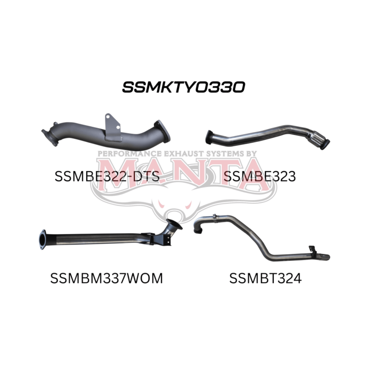 MANTA 3" STAINLESS STEEL TURBO BACK EXHAUST SYSTEM WITH PIPE ONLY FITS TOYOTA LANDCRUISER HZJ105R 4.2L 1HZ WITH DTS TURBO 1998-2007 (SSMKTY0330)