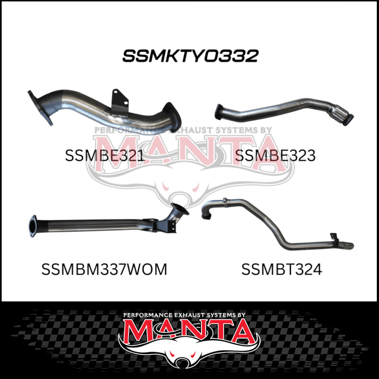 MANTA 3" STAINLESS STEEL TURBO BACK EXHAUST SYSTEM WITH PIPE ONLY FITS TOYOTA LANDCRUISER HZJ105R 4.2L 1HZ WITH CT26 TURBO 1998-2007 (SSMKTY0332)