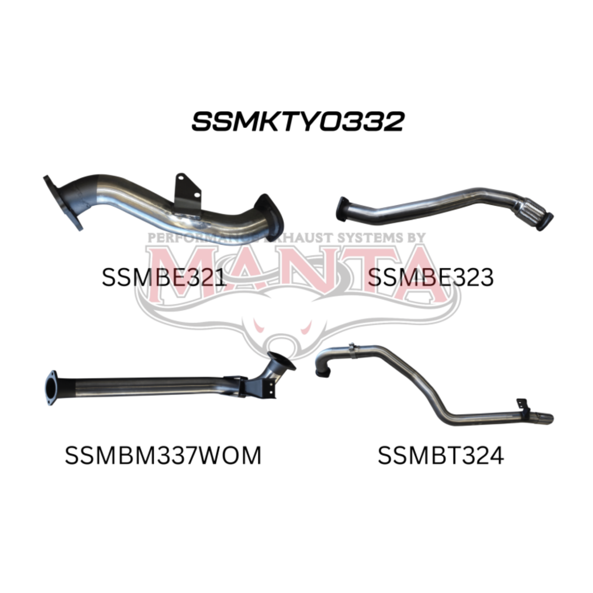 MANTA 3" STAINLESS STEEL TURBO BACK EXHAUST SYSTEM WITH PIPE ONLY FITS TOYOTA LANDCRUISER HZJ105R 4.2L 1HZ WITH CT26 TURBO 1998-2007 (SSMKTY0332)
