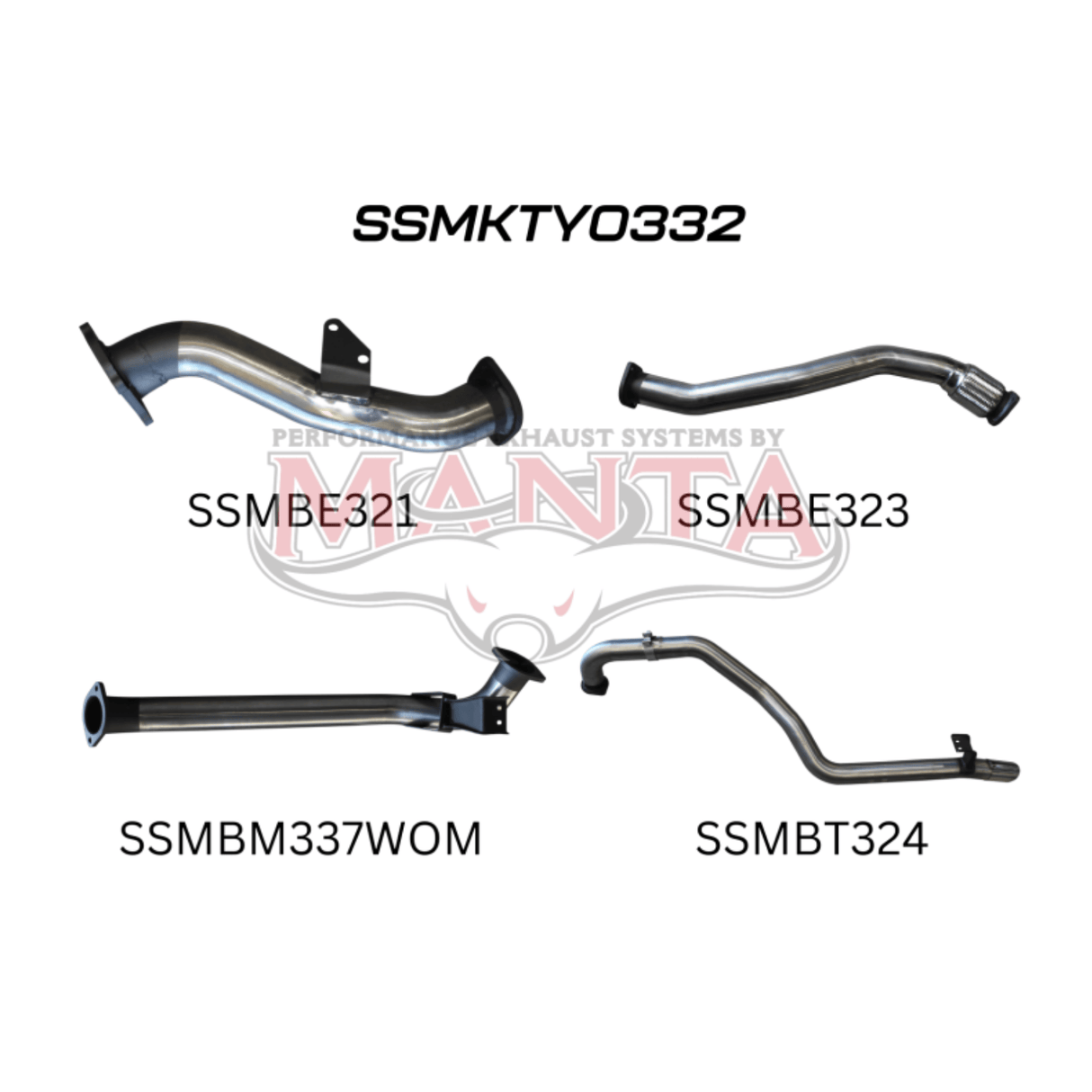 MANTA 3" STAINLESS STEEL TURBO BACK EXHAUST SYSTEM WITH PIPE ONLY FITS TOYOTA LANDCRUISER HZJ105R 4.2L 1HZ WITH CT26 TURBO 1998-2007 (SSMKTY0332)