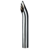 CHROME EXHAUST STACK CURVED 4" OD X 24" (610MM) LONG WITH PLAIN INLET (CPS4024)