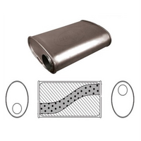 10" X 5" OVAL 14" LONG 3" O/O MEGA FLOW REDBACK UNIVERSAL MUFFLER NO SPIGOTS (D828MN)